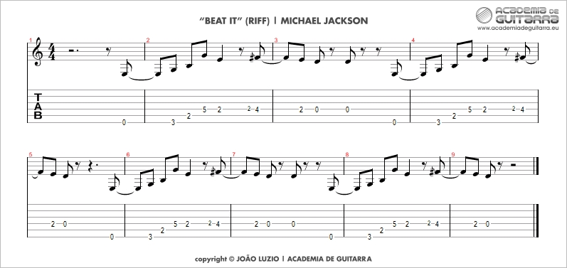 Michael Jackson Beat It tab
